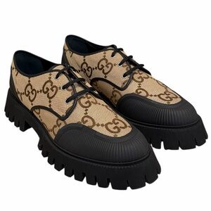 Gucci Beige Maxi GG Lace-Up Oxfords